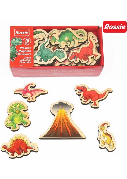 Rossie Mıknatıslı Ahşap Dinozorlar Kız Erkek Çocuk Oyuncak Eğitici Oyuncaklar fiyatları
