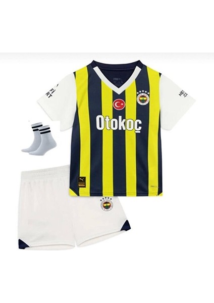 2024/2025 Yeni Sezon Fenerbãhçe-Isimsiz Iç Saha Çubuklu Çocuk Forması Forma Şort Çorap