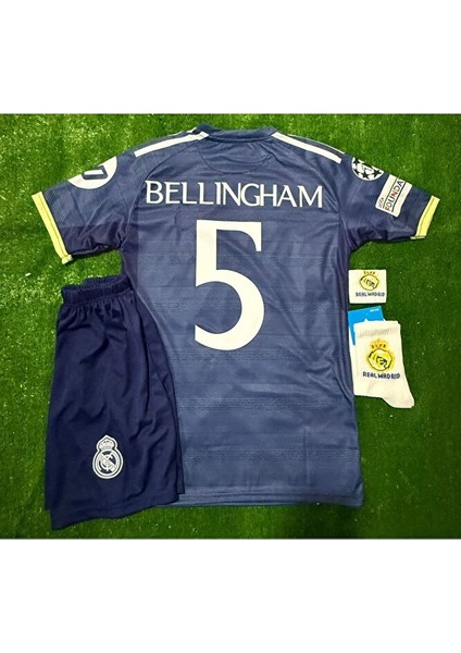 2026 Real Madrid Jude Bellingham Yeni Sezon Deplasman Lacivert Çocuk Forması 4’lü Set