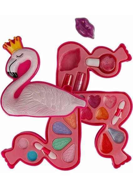 2599 Flamingo Şekilli 3 Katlı Makyaj Güzellik Seti Kız Erkek Çocuk Oyuncak Eğitici Oyuncaklar fiyatları
