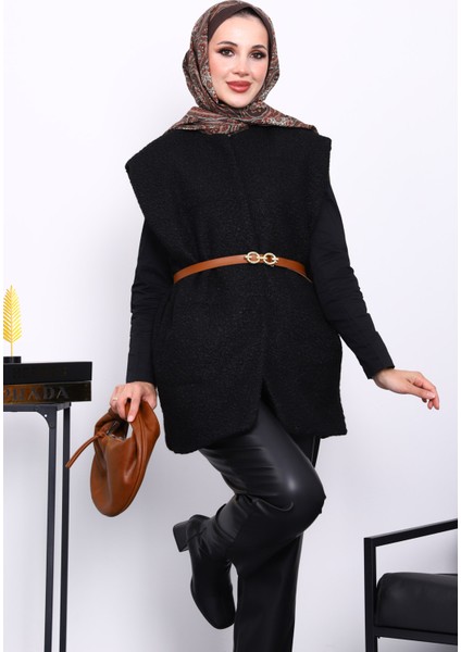 Siyah Buklet Astarlı Yelek