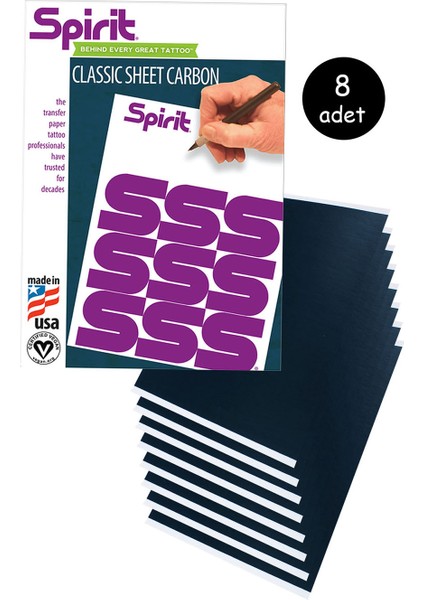 Dövme Transfer Kağıdı El Çizimi - 8 Adet - Sipirit Classic Sheet Carbon