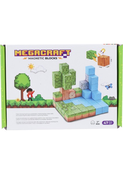 Megacraft Orman Temalı Mıknatıslı Bloklar 47 Parça Kız Erkek Çocuk Oyuncak Eğitici Oyuncaklar