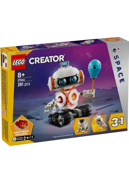 31164 LEGO Creator 3in1 - Uzay Robotu 281 Parça +8 Yaş Kız Erkek Çocuk Oyuncak Eğitici Oyuncaklar