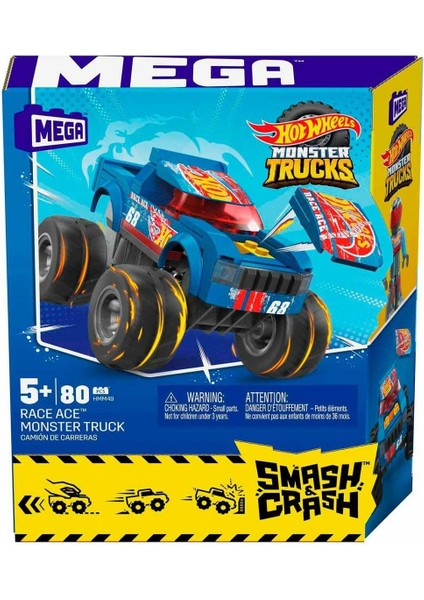 HMM49 Mega™ Hot Wheels® Smash & Crash Race Ace™ Monster Truck 80 Parça +5 Yaş Kız Erkek Çocuk Oyunca