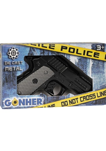 Gonher 8 Li Siyah Mantar Koleksiyon Polis Tabancası Kız Erkek Çocuk Oyuncak Eğitici Oyuncaklar