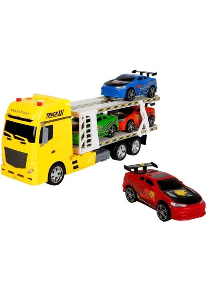 2326 1:24 Maxx Wheels Sesli ve Işıklı 2 Katlı Transporter Tır 44CM Kız Erkek Çocuk Oyuncak Eğitici O fırsatları