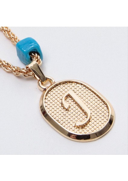 Techmrt Plastik Boncuklu Burgulu Harfli Kolye-J