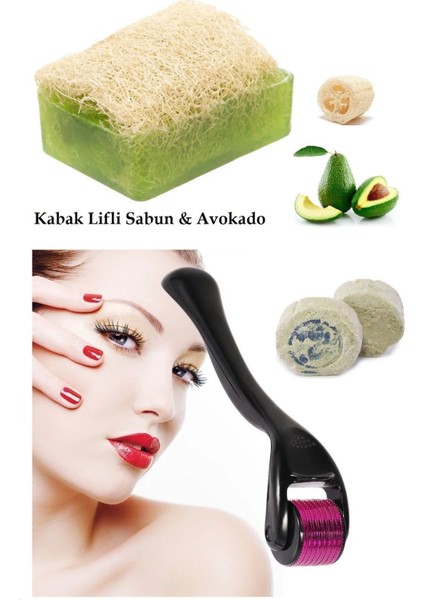 3'lü Peeling Kabak Lifli Avokado Cilt Bakım Yenileme 540 İğne Derma Roller Leke,Akne Ruşur Taşı