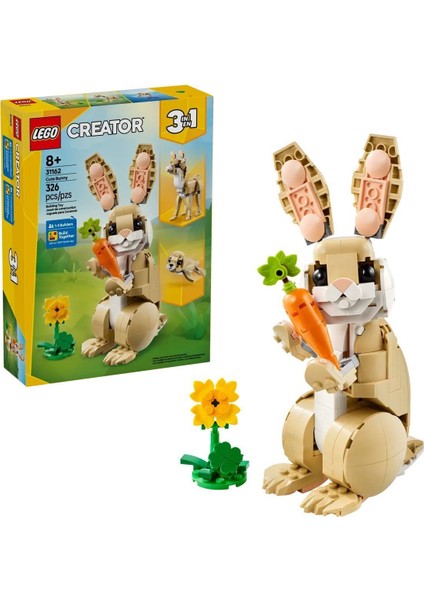 31162 LEGO Creator 3in1 - Sevimli Tavşan 326 Parça +8 Yaş Kız Erkek Çocuk Oyuncak Eğitici Oyuncaklar