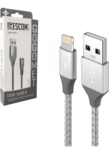 Gogomet Şarj Kablosu Iphone 2.0A 1 Metre Örgülü