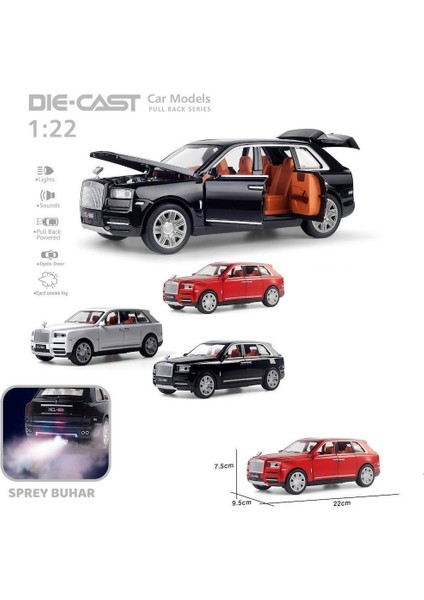 HCL-506A Çek Bırak 1:22 Sesli ve Işıklı Buharlı Rr-Lüx Metal Jeep Kız Erkek Çocuk Oyuncak Eğitici Oy modelleri