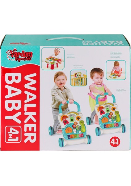 BIB-6017 Pianolu Yürüme Arkadaşı 4ın1 Kız Erkek Çocuk Oyuncak Eğitici Oyuncaklar