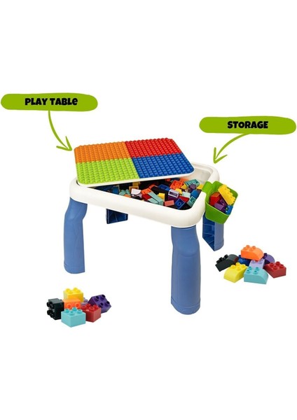 URT035-002 Büyük Sandalyeli 64 Pcs Bi-Bloks Masası Kız Erkek Çocuk Oyuncak Eğitici Oyuncaklar