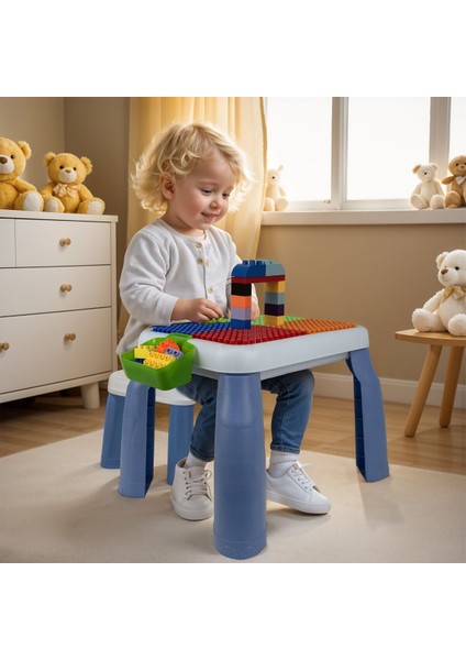 URT035-002 Büyük Sandalyeli 64 Pcs Bi-Bloks Masası Kız Erkek Çocuk Oyuncak Eğitici Oyuncaklar fiyatları