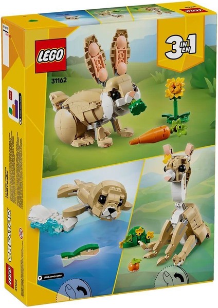 31162 LEGO Creator 3in1 - Sevimli Tavşan 326 Parça +8 Yaş Kız Erkek Çocuk Oyuncak Eğitici Oyuncaklar