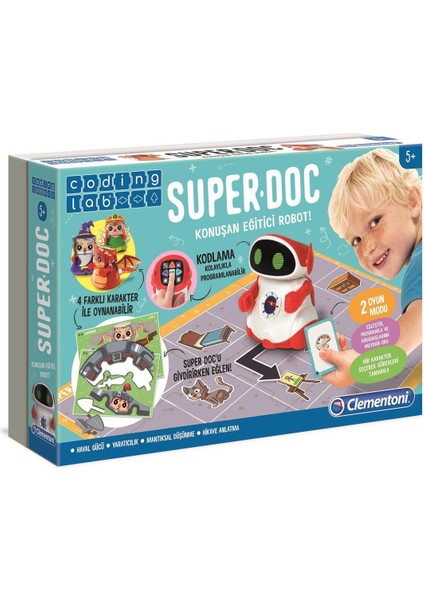 64960 Super Doc - Eğitici Konuşan Robot / Kodlama-Coding Lab +5 Yaş Kız Erkek Çocuk Oyuncak Eğitici