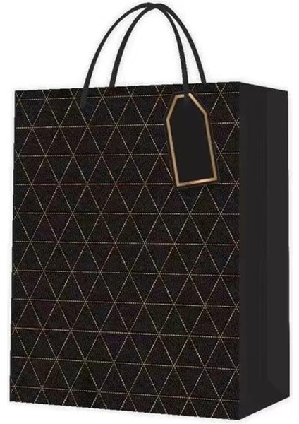 Siyah Desenli Büyük Boy Karton Çanta