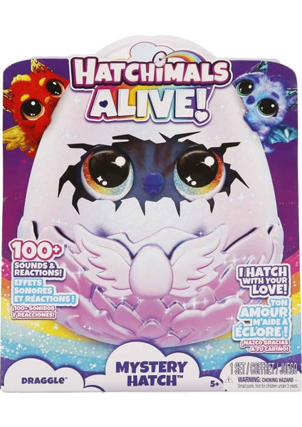 69282 Sun- Sesli ve Işıklı Hatchimals Alive Mystery Hatch Draggle Interaktif Peluş Sürpriz Yumurta K