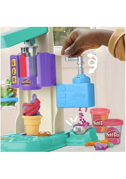 G0028 Play-Doh Gökkuşağı Dondurma Makinesi Oyun Seti+3 Yaş Kız Erkek Çocuk Oyuncak Eğitici Oyuncakla