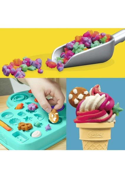 G0028 Play-Doh Gökkuşağı Dondurma Makinesi Oyun Seti+3 Yaş Kız Erkek Çocuk Oyuncak Eğitici Oyuncakla