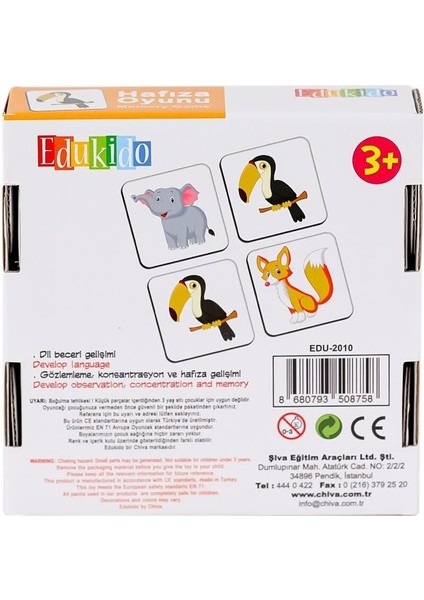 EDU-2010 Hafıza Oyunu Neşeli Hayvanlar Kız Erkek Çocuk Oyuncak Eğitici Oyuncaklar modelleri