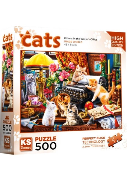 20052 Kittens In The Writer’s Office 500 Parça Puzzle Kız Erkek Çocuk Oyuncak Eğitici Oyuncaklar