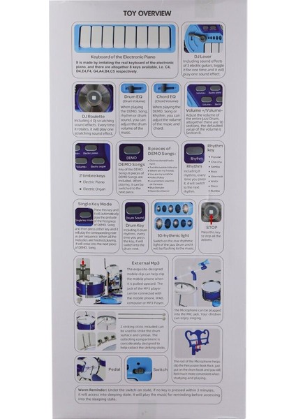 BAO-1704 Bateri Seti Mp3 ve Mikrofonlu Kız Erkek Çocuk Oyuncak Eğitici Oyuncaklar modelleri