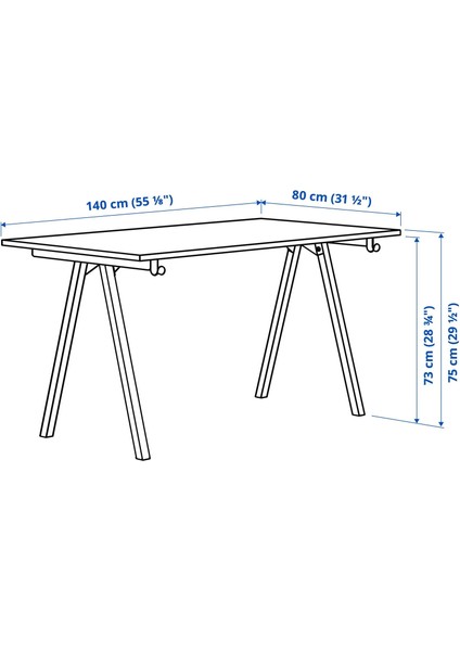 Trotten Çalışma Masası Beyaz 140 x 80 cm fiyatları