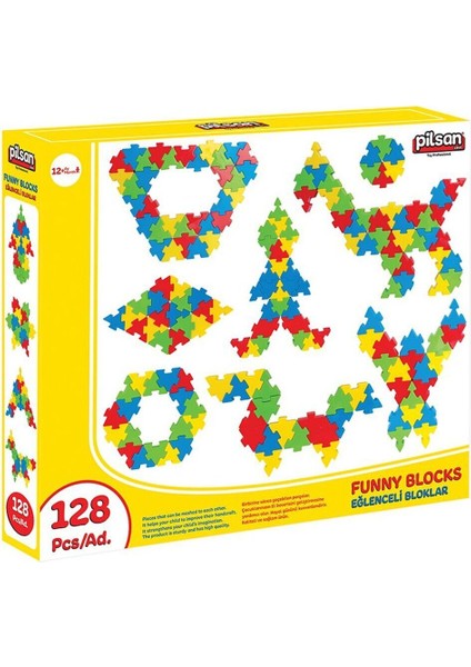 03 298 Eğlenceli Bloklar 128 Parça -Pilsan Oyuncak Kız Erkek Çocuk Oyuncak Eğitici Oyuncaklar