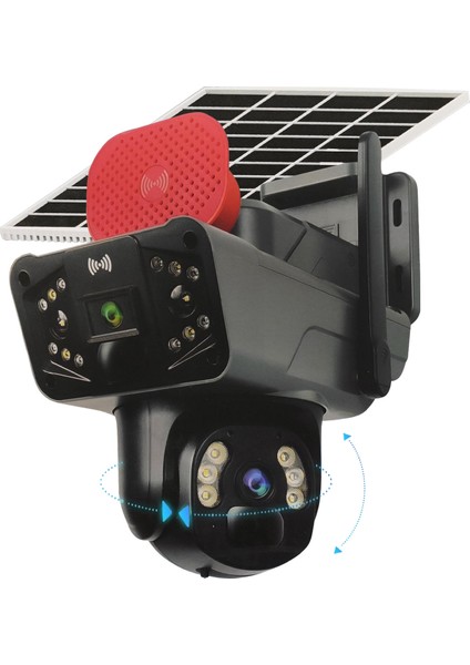 -3915 Solar Smart Güvenlik Kamerası 4g Sim 3mp+3mp Dual Lens Alert Wi-Fi Ptz Dış Mekan