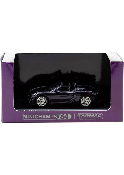Tarmac Works x Minichamps 1/64 Porsche 718 Spyder Rs Viola Metallic Kız Erkek Çocuk Oyuncak Eğitici modelleri