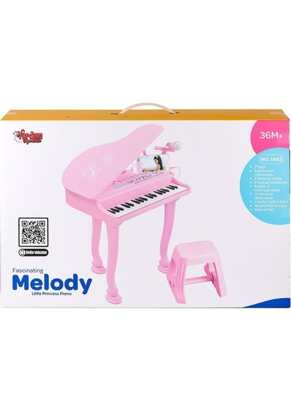 BAO-1403 0213 Mikrofonlu 37 Tuşlu Mp3 Çalar Büyük Pembe Piyano Kız Erkek Çocuk Oyuncak Eğitici Oyunc