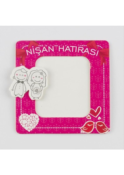 Techmrt Nişan Hatırası Magnet Karton Çerçeve-Pembe