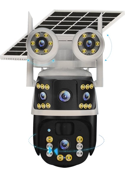 -3928 Solar Smart Güvenlik Kamerası 4g Sim 3mp+3mp+3mp+5mp 4 Lens Alert Wi-Fi Ptz Dış Mekan