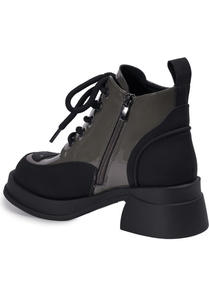 Haki Casual Rugan Deri Kadın Bot modelleri