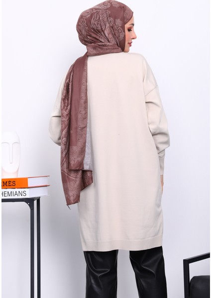 Krem Soğuk Iplik Merserize Triko Tunik fırsatları