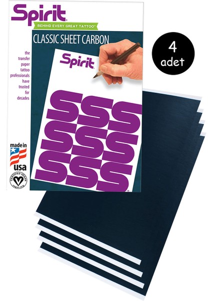 Dövme Transfer Kağıdı El Çizimi - 4 Adet - Sipirit Classic Sheet Carbon