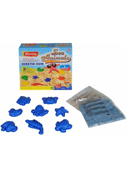 KUM-040 500GR Heroes Kinetik Kum Deniz Hayvanlı Kalıplı Set Kız Erkek Çocuk Oyuncak Eğitici Oyuncakl fiyatları