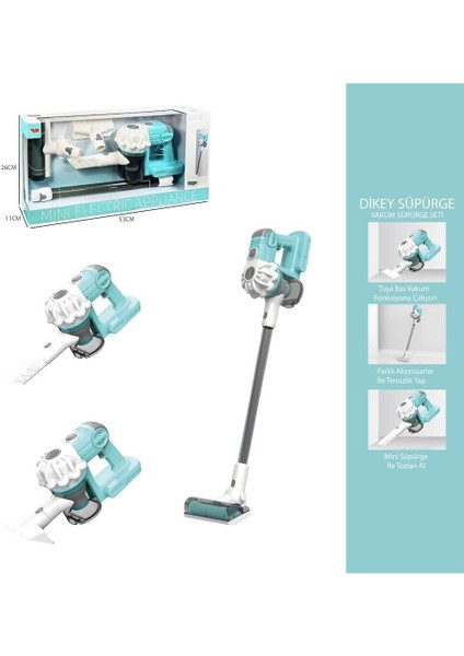 LS8803Q Vardem Dikey Elektrik Süpürgesi Ekranlı Kutu Yeşil-Gri 3 In1 Kız Erkek Çocuk Oyuncak Eğitici modelleri