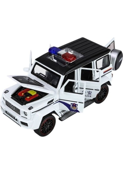 XHD-B2433 -Vardem Çek Bırak Işıklı ve Sesli G Polis Metal Jeep 1:24 Kız Erkek Çocuk Oyuncak Eğitici modelleri