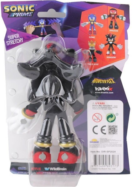89317 Sun-Dmx-Figür-Strech Monsterflex Süper Esnek Sonic Prime Sonic 4A Kız Erkek Çocuk Oyuncak Eğit modelleri