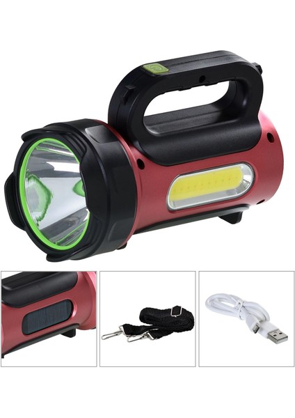 Gold Orıon OR-T93 Solar Projektör El Feneri Şarjlı 30 Watt Beyaz Kırmızı + Cob LED