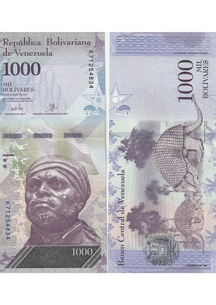 3996368F812F26B728 2017 Venezuela 1000BOLIVAR Çil Eski Yabancı Kağıt Para fiyatları