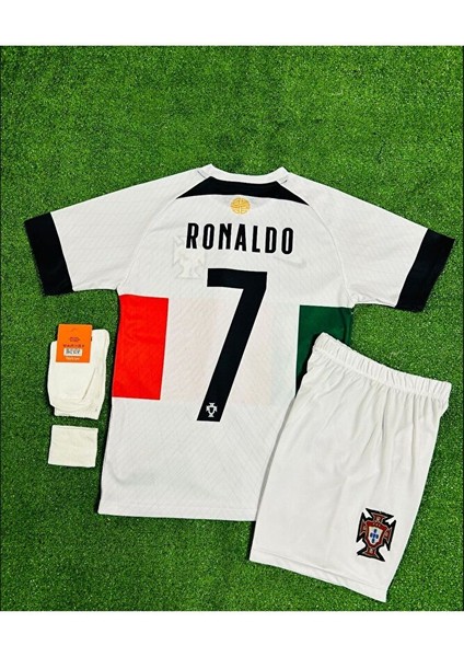 Portekiz 2022-23 Sezon Cristiano Ronaldo Deplasman Çocuk Forması 4'lü Set modelleri