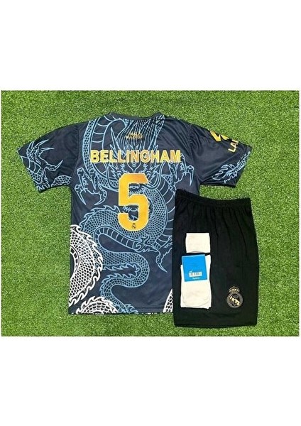 R.madrid 2024/24 Sezonu Dragon Desenli Jude Bellingham Konsept Çocuk Forması 4'lü Set
