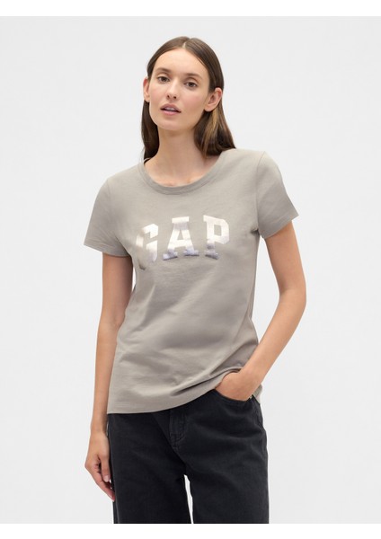 Kadın Açık Kahverengi Gap Logo T-Shirt