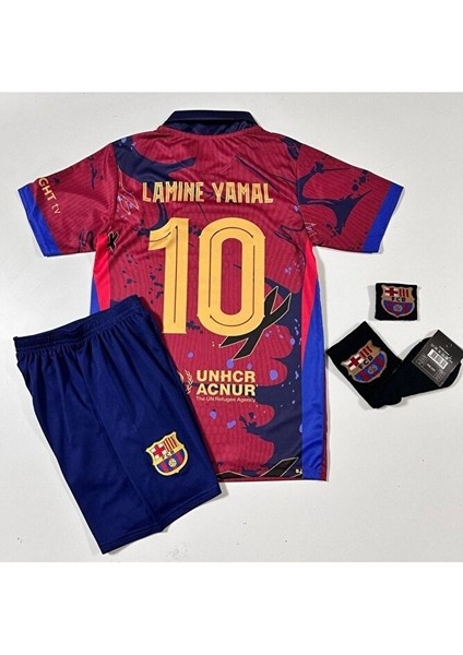 2025/26 Sezonu B.a.r.ç.a #10 Lamine Yamal Özel Konsept Çocuk Forması Çorap Bileklik Hediyeli