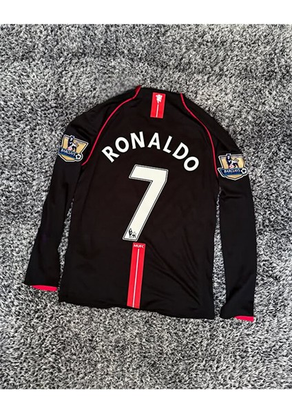Manchester U. Cristiano Ronaldo 2007 Retro Siyah Uzun Kol Futbol Forması Özel Forma Kumaşı modelleri
