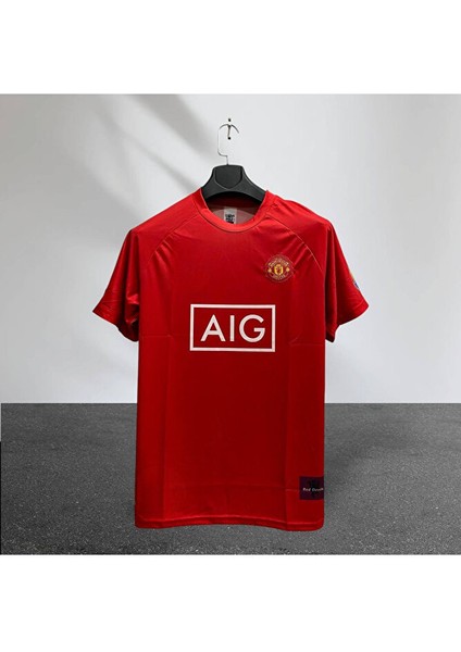 Man. United Ronaldo Baskılı 2007 Retro Kırmızı Kısa Kol Futbol Forması Özel Forma Kumaşı fiyatları